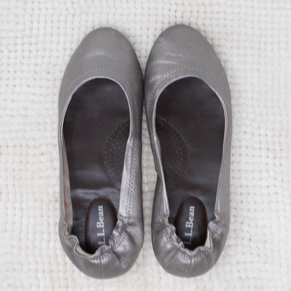 SALE! LL Bean Silver Pewter Ballet Flats Size 7 - Picture 6 of 8
